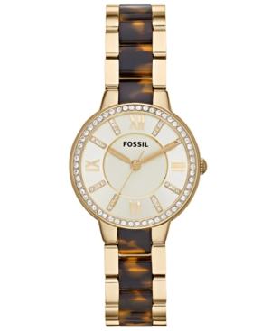 Fossil Women's Virginia Tortoise Acetate And Gold-tone Stainless Steel Bracelet Watch 30mm Es3314