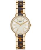 Fossil Women's Virginia Tortoise Acetate And Gold-tone Stainless Steel Bracelet Watch 30mm Es3314