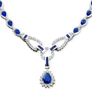 14k White Gold Necklace, Sapphire (12-1/3 Ct. T.w.) And Diamond (1-1/5 Ct. T.w.) Pendant