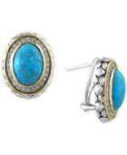 Turquesa By Effy Manufactured Turquoise (6-5/8 Ct. T.w.) And White Sapphire (1/2 Ct. T.w.) Earrings In Sterling Silver And 18k Gold