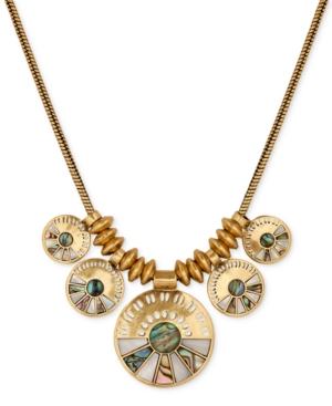 Lucky Brand Gold-tone Abalone-look Fan Disc Collar Necklace