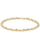 Italian Gold Single Row Rope Chain Bracelet In 14k Gold, Made In Italy