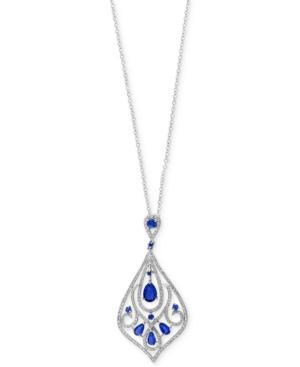 Effy Sapphire (2 Ct. T.w.) And Diamond (3/4 Ct. T.w.) Pendant Necklace In 14k White Gold
