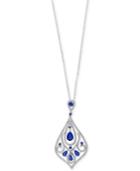 Effy Sapphire (2 Ct. T.w.) And Diamond (3/4 Ct. T.w.) Pendant Necklace In 14k White Gold