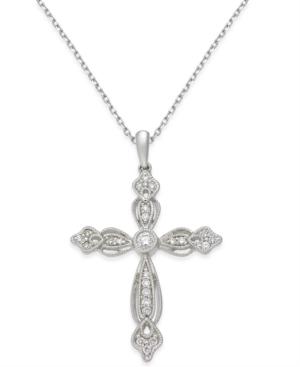 Diamond Fancy Cross Pendant Necklace (1/5 Ct. T.w.) In 14k White Gold