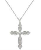 Diamond Fancy Cross Pendant Necklace (1/5 Ct. T.w.) In 14k White Gold