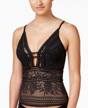Becca Prairie Rose Illusion Lace Plunge Tankini Top Women's Swimsuit