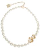 Anne Klein Gold-tone Imitation Pearl Flower Collar Necklace