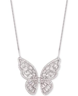 Tiara Cubic Zirconia Baguette Butterfly 18 Pendant Necklace