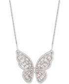 Tiara Cubic Zirconia Baguette Butterfly 18 Pendant Necklace