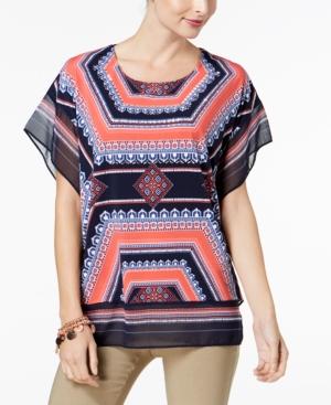 Jm Collection Chiffon-trim Dolman-sleeve Top, Created For Macy's