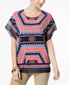 Jm Collection Chiffon-trim Dolman-sleeve Top, Created For Macy's