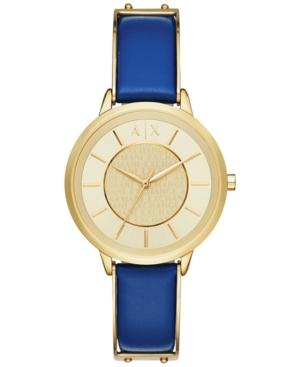Ax Armani Exchange Women's Blue Leather Strap Watch 38mm Ax5312