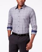 Tasso Elba Men's Plaid Chambray Long-sleeve Shirt, Classic Fit