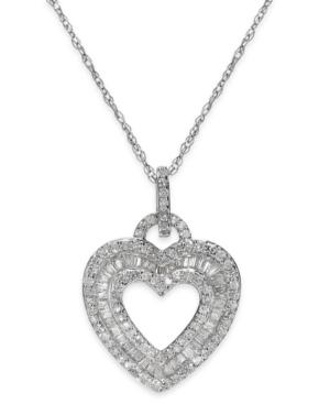 Diamond Layered Heart Pendant Necklace In Sterling Silver (1/2 Ct. T.w.)