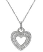 Diamond Layered Heart Pendant Necklace In Sterling Silver (1/2 Ct. T.w.)