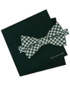 Tommy Hilfiger Men's Micro Gingham Pre-tied Silk Bow Tie & Solid Silk Pocket Square Set