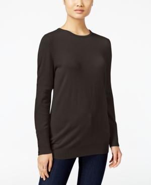 Jm Collection Crew-neck Button-cuff Sweater, Only At Macy's