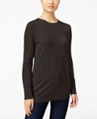 Jm Collection Crew-neck Button-cuff Sweater, Only At Macy's