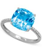 Blue Topaz (5-1/4 Ct. T.w.) And Diamond Accent Ring In 14k White Gold