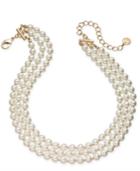Charter Club Gold-tone Imitation Pearl Triple-row Choker Necklace, 14 + 3 Extender, Created For Macy's