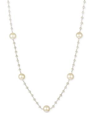 Cultured Freshwater Pearl Station Necklace In Sterling Silver (3-1/2-9mm)