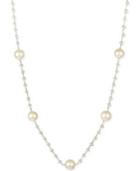 Cultured Freshwater Pearl Station Necklace In Sterling Silver (3-1/2-9mm)