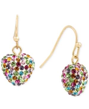 Betsey Johnson Gold-tone Pave Rainbow Heart Drop Earrings