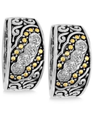 Balissima By Effy Diamond Small Hoop Earrings (1/8 Ct. T.w.) In Sterling Silver And 18k Gold