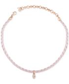 Lucky Brand Rose Gold-tone Pink Leather Hamsa Choker Necklace