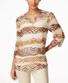 Alfred Dunner Petite Beaded Printed Chiffon Top