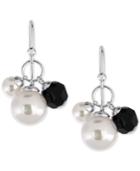 Majorica Silver-tone Imitation Pearl And Bead Small Drop Earrings