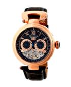 Heritor Automatic Ganzi Rose Gold & Black Leather Watches 44mm