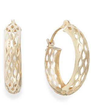 Perforated Hoop Earrings In 10k Gold