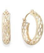 Perforated Hoop Earrings In 10k Gold