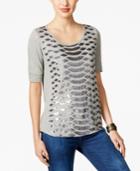 Calvin Klein Jeans Elbow-sleeve Sequined Top