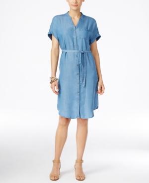 Style & Co. Petite Belted Denim Shirtdress, Only At Macy's