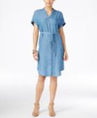 Style & Co. Petite Belted Denim Shirtdress, Only At Macy's