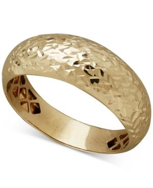 Dome Band With Textured Detail In Italian 14k Gold