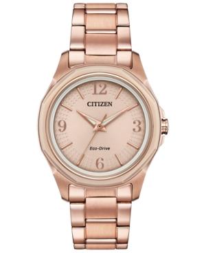 Citizen Drive From Citizen Eco-drive Women's Pink Gold-tone Stainless Steel Bracelet Watch 35mm