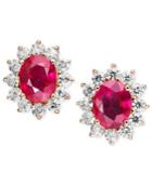 14k Gold Earrings, Ruby (4-3/8 Ct. T.w.) And Diamond (1-9/10 Ct. T.w.) Stud