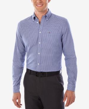 Tommy Hilfiger Men's Slim-fit Comfort-wash Blue Check Dress Shirt