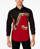 Versace Jeans Men's Colorblocked Pieced Graphic-print Long-sleeve Shirt