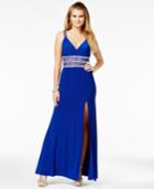 Say Yes To The Prom Juniors' Embellished Illusion Gown, A Macy's Exclusive