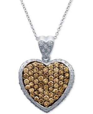 Le Vian Chocolatier Diamond Pave Heart Pendant Necklace (1-7/8 Ct. T.w.) In 14k White Gold