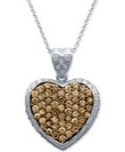 Le Vian Chocolatier Diamond Pave Heart Pendant Necklace (1-7/8 Ct. T.w.) In 14k White Gold