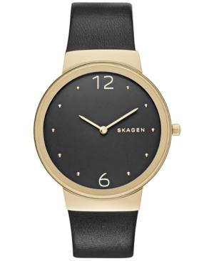 Skagen Women's Freja Black Leather Strap Watch 34mm Skw2370