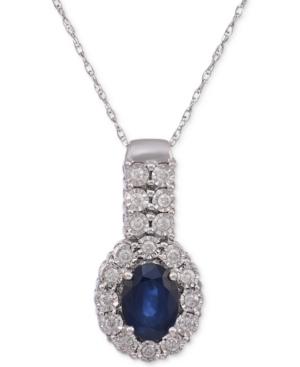 Sapphire (1-1/5 Ct. T.w.) & Diamond (1/4 Ct. T.w.) Pendant Necklace In 14k White Gold