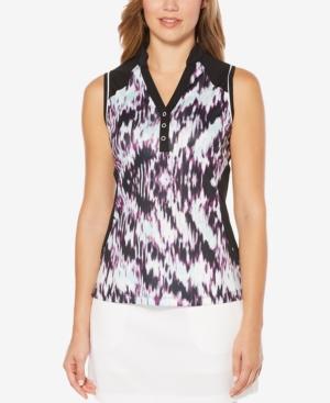 Pga Tour Printed Sleeveless Golf Polo