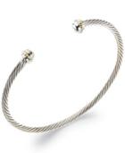 Sterling Silver And 14k Gold Cable Cuff Bracelet